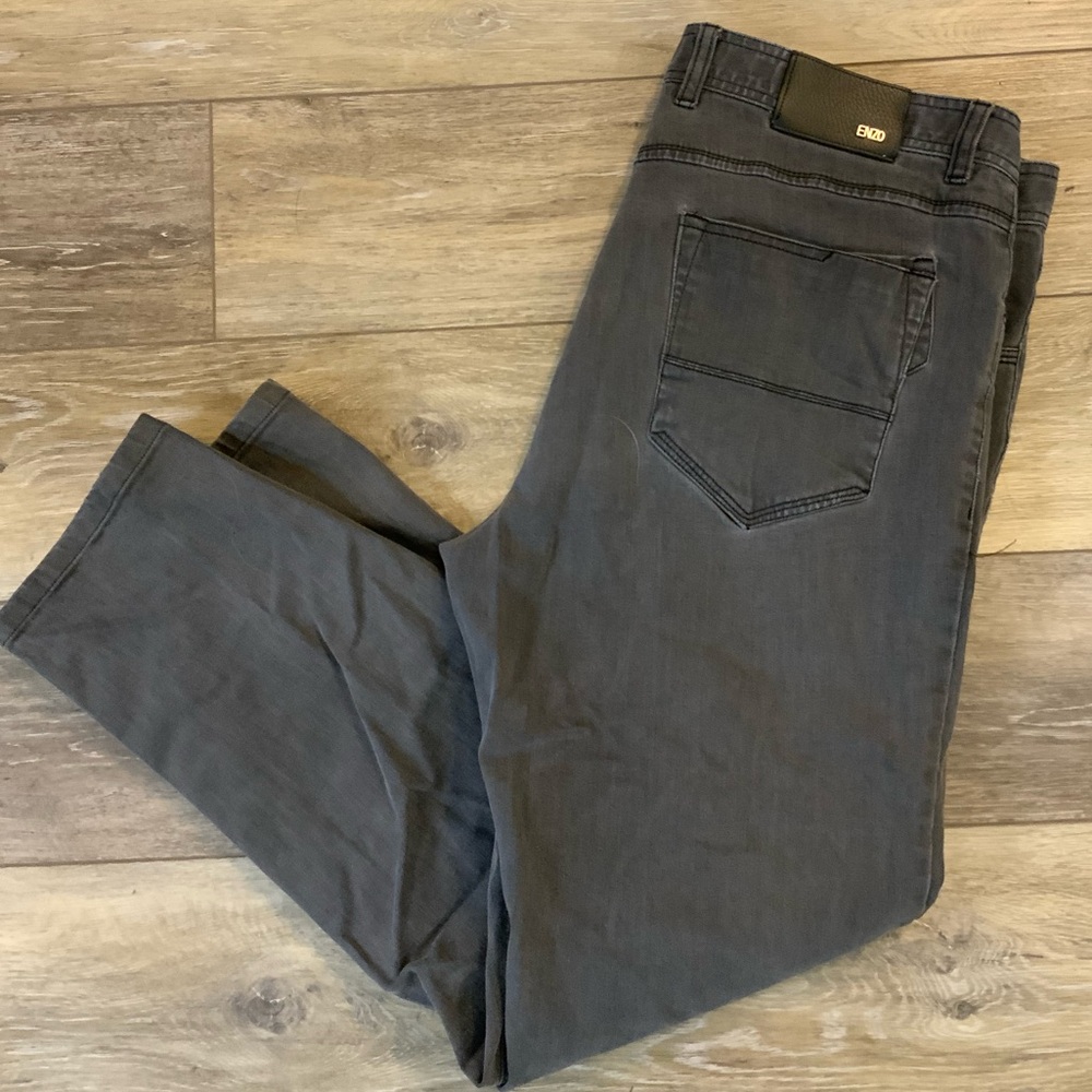 Enzo Tovare men’s dark charcoal jeans. Size 36.